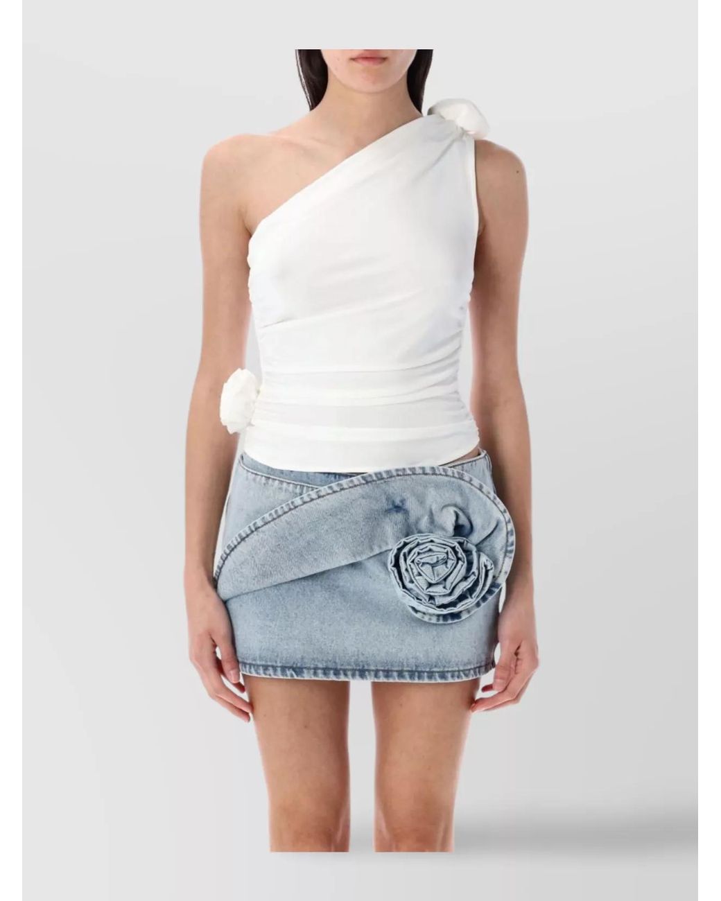 Magda Butrym Blue One-Shoulder Slim-Fit Top
