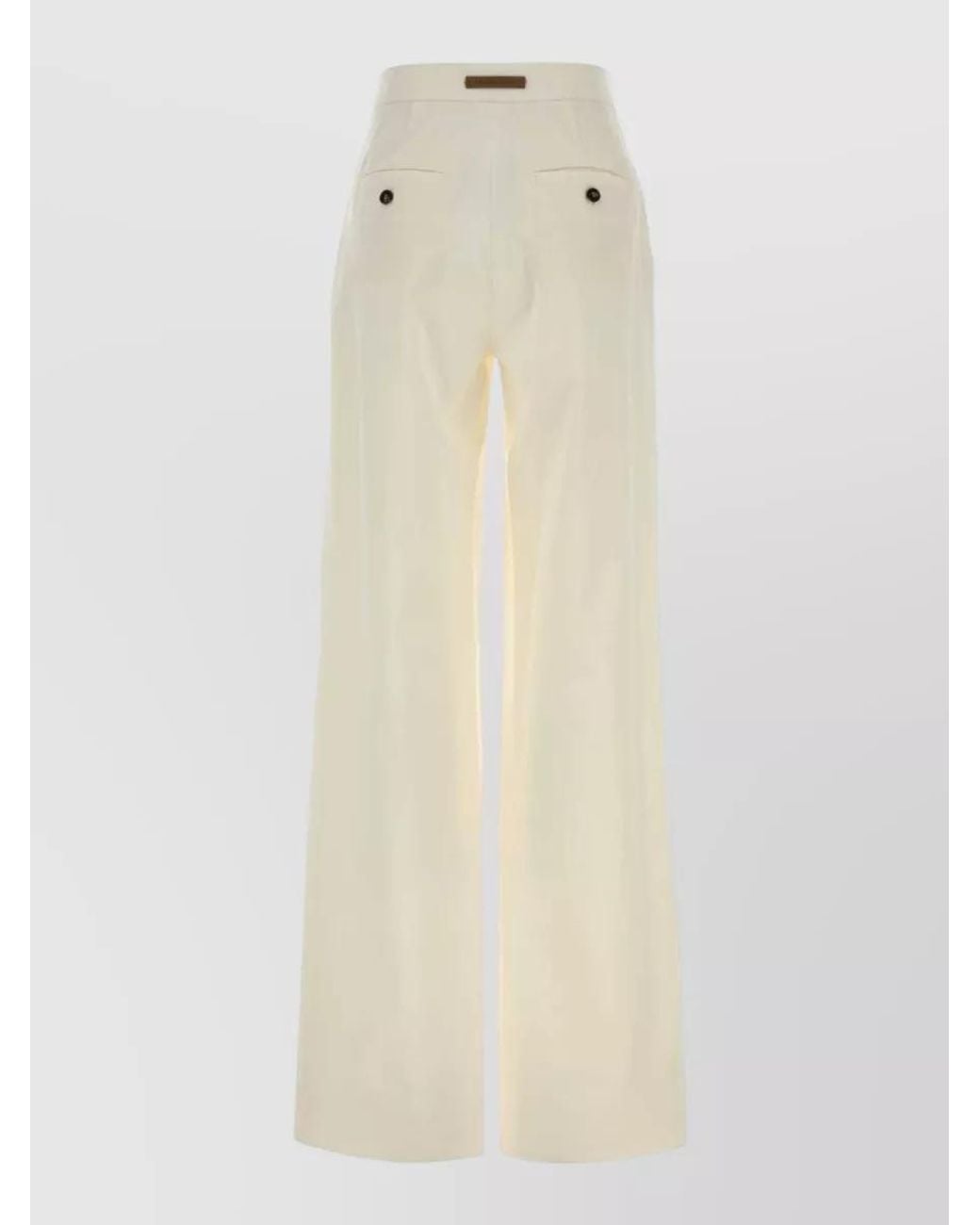 Max Mara White Stretch Cotton Wide-Leg Trousers