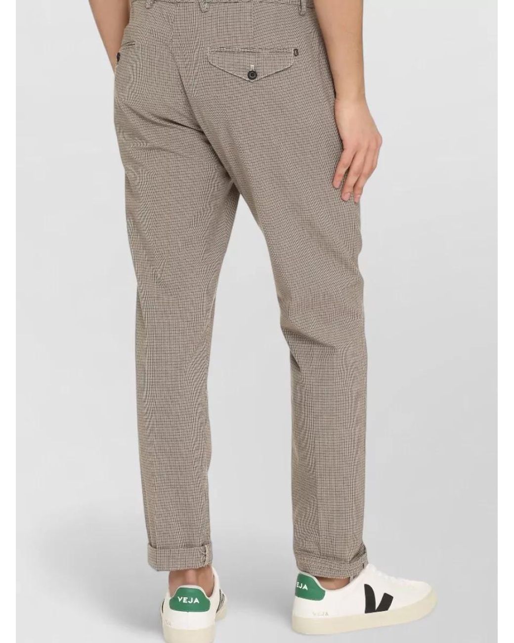 Dondup Gray Prince-Of-Wales Checked Straight-Leg Trousers for men