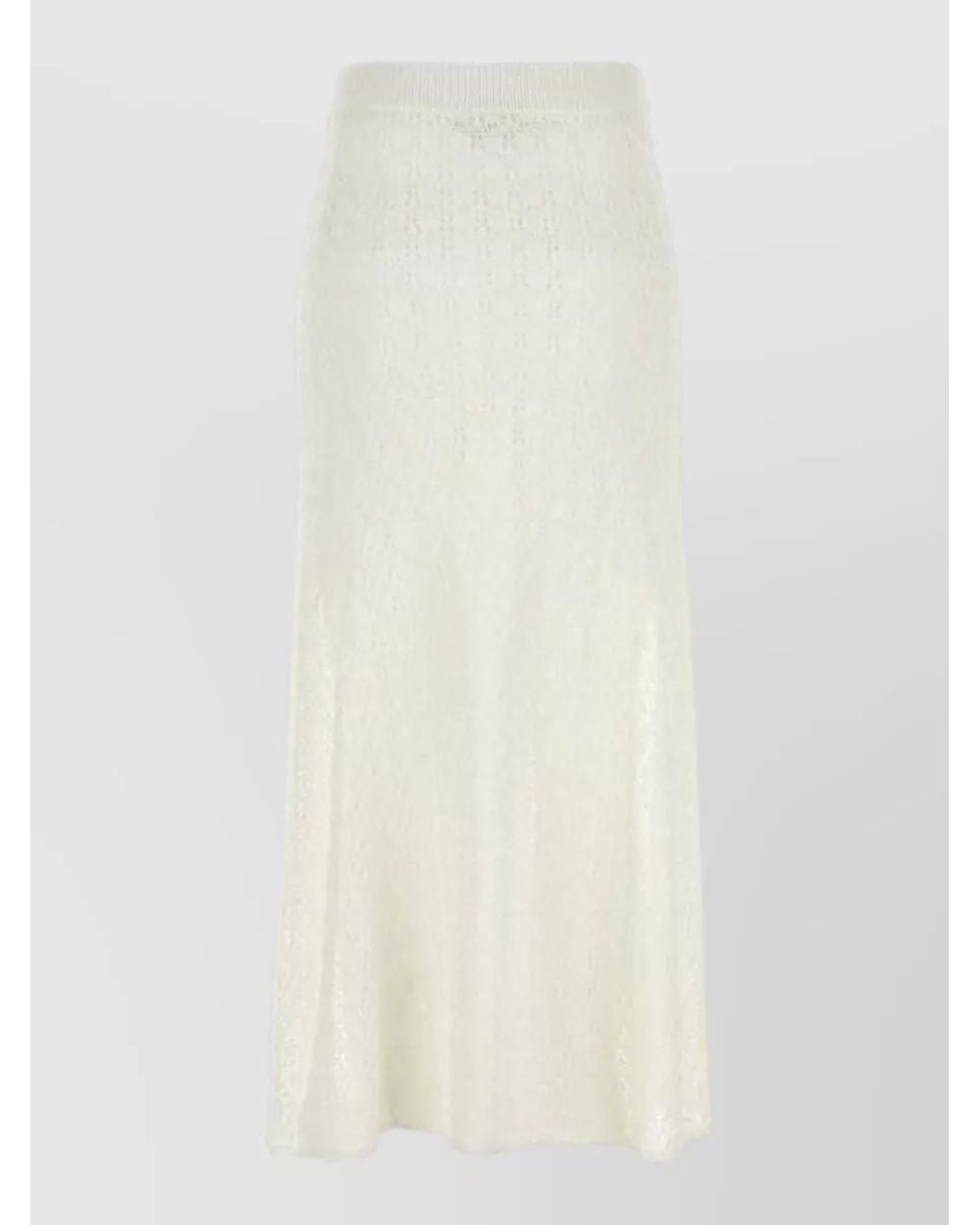Ganni White Crochet Knit Maxi Skirt
