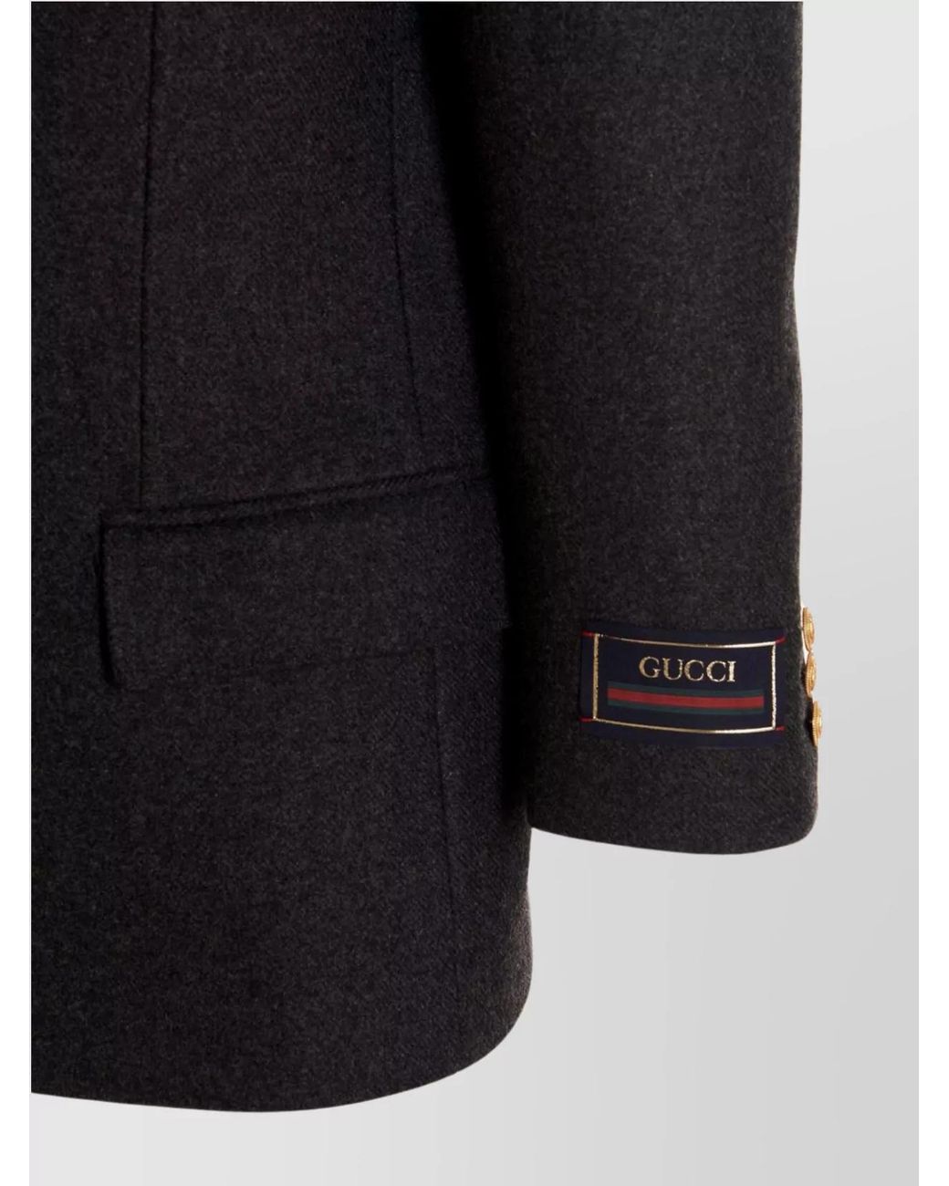 Gucci Black Wool Cashmere Double-Breasted Military Jacket for men