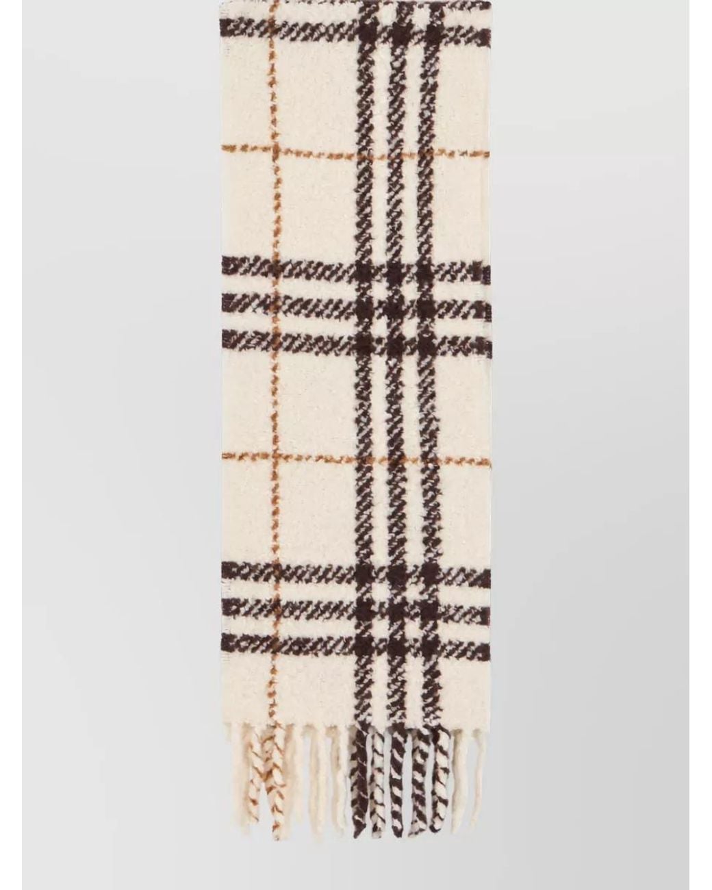 Burberry Natural Checked Alpaca Wool Scarf