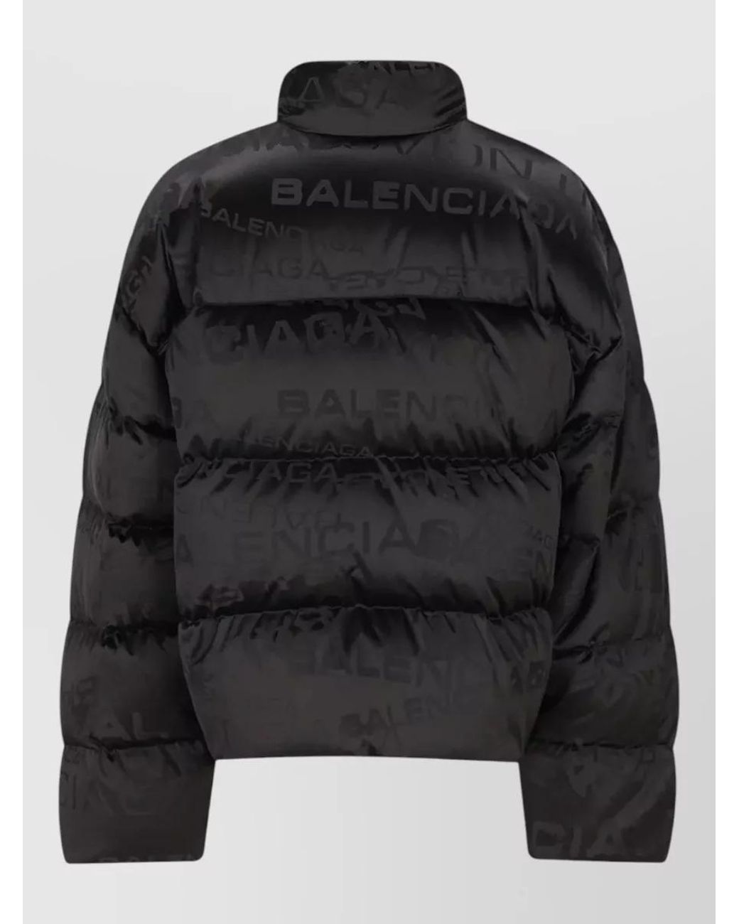 Balenciaga Black Nylon Down Jacket Logo Pattern Zip for men