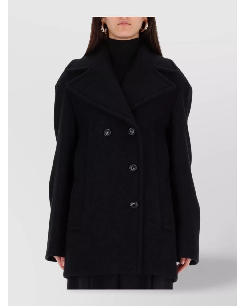 Sportmax Black Virgin Wool Double-Breasted Coat