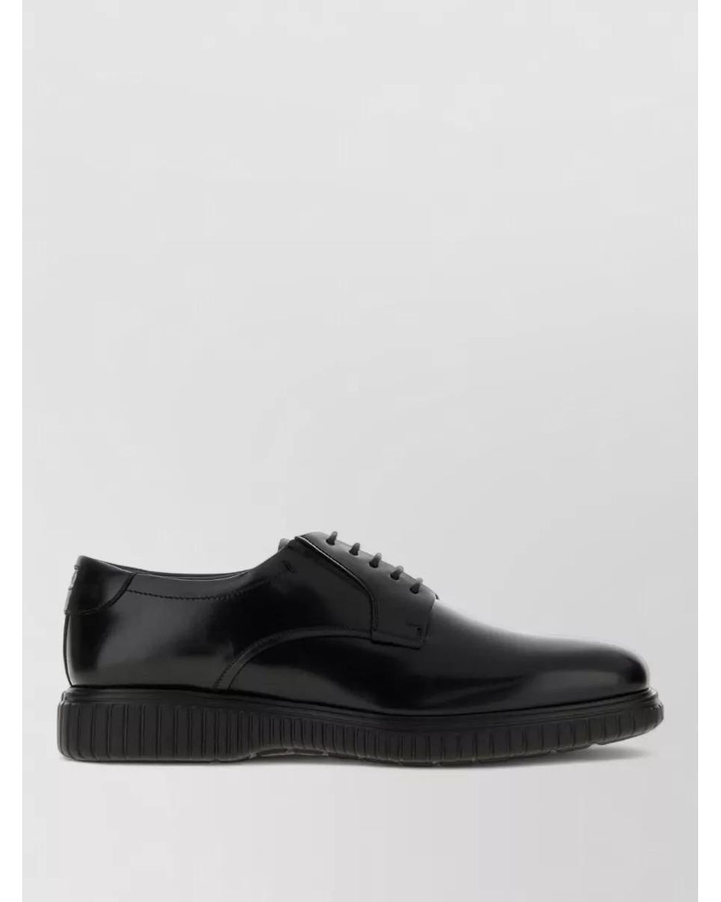 Ferragamo Black Leather Derby Shoes for men