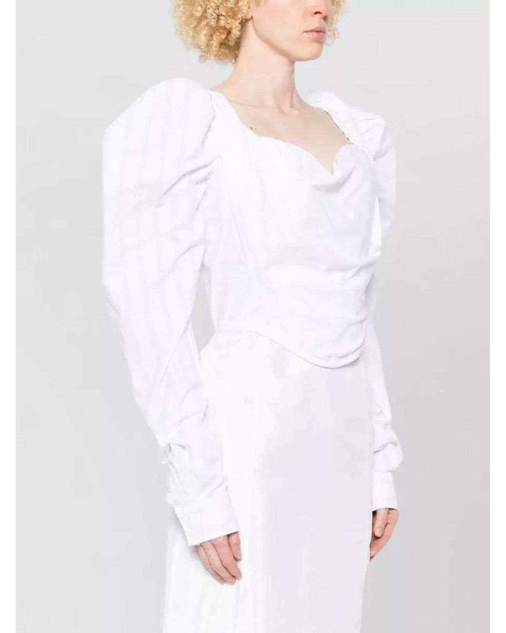 Vivienne Westwood White Sweetheart Neck Puff Sleeve Blouse