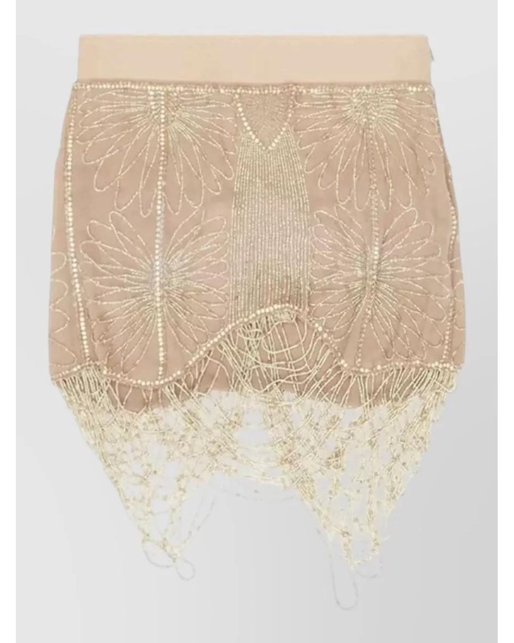The Attico Natural Silk Embellished Mini Skirt