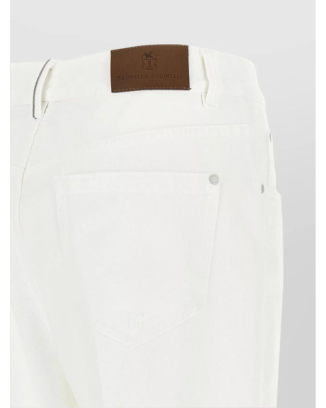 Brunello Cucinelli White Denim High-Rise Straight-Leg Jeans