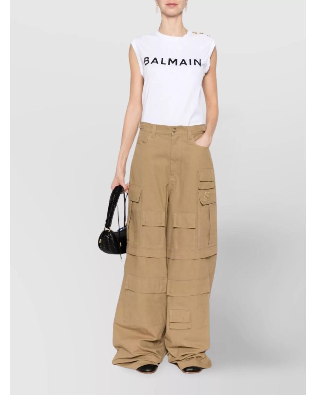Balmain White Cotton Sleeveless Logo-Print Tank Top