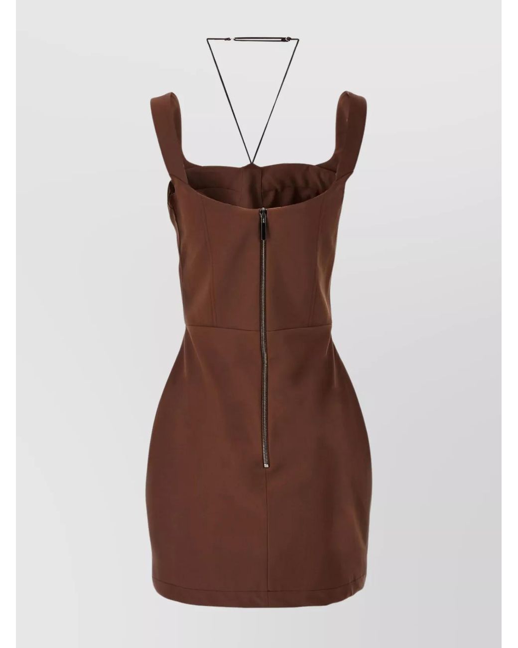 Nensi Dojaka Brown Asymmetric Cutout Mini Dress