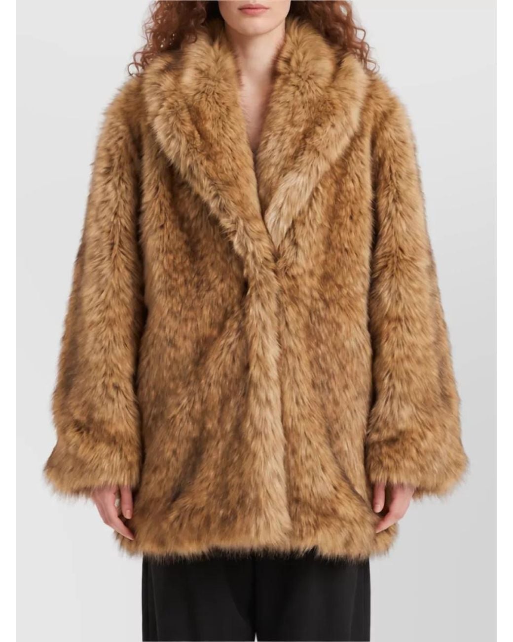 Frankie Shop Brown Faux Fur Relaxed-Fit Short Coat