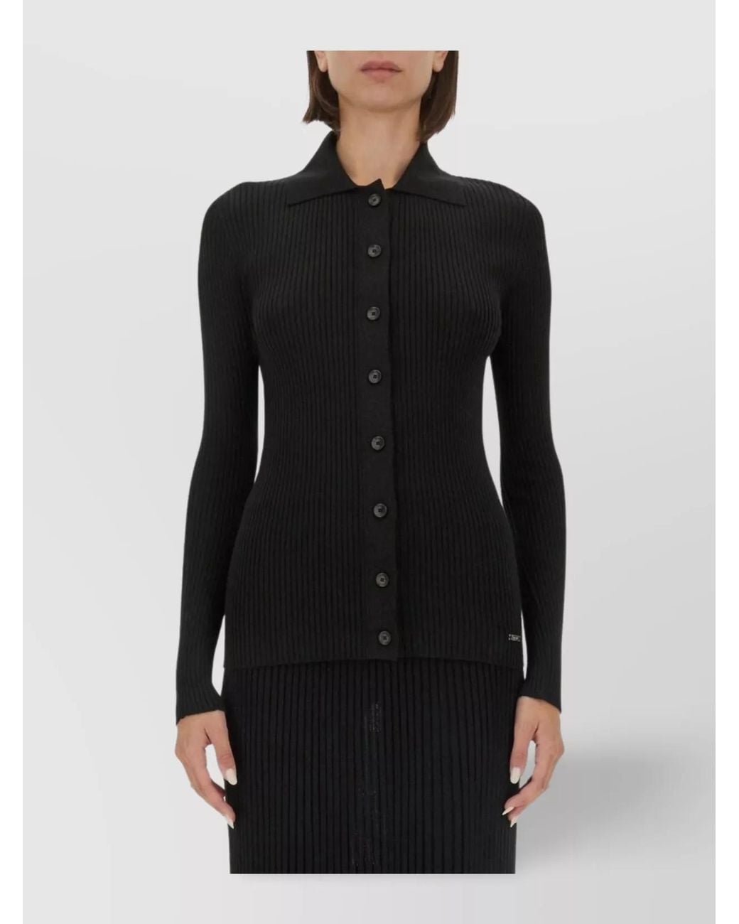 Kiton Black Ribbed Knitted Top