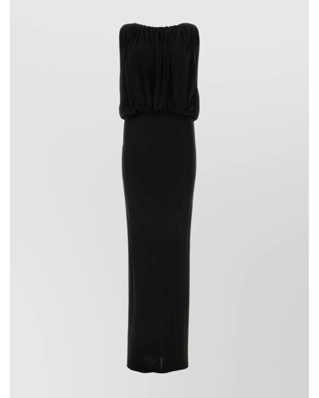 Saint Laurent Black Draped Sleeveless Maxi Dress