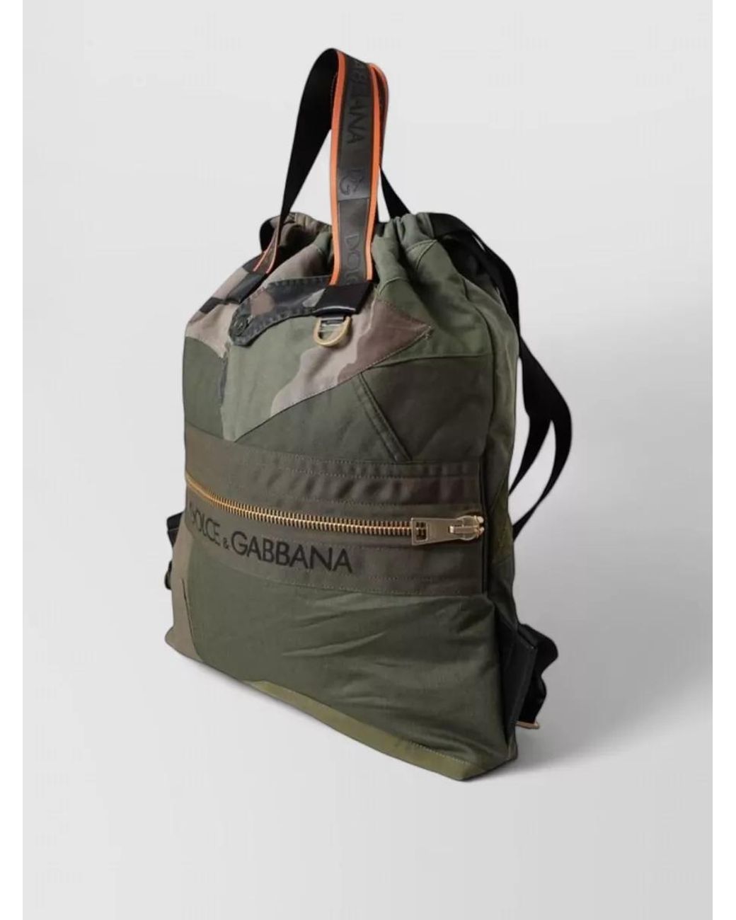 Dolce & Gabbana Black Cotton Camouflage Paneled Backpack for men