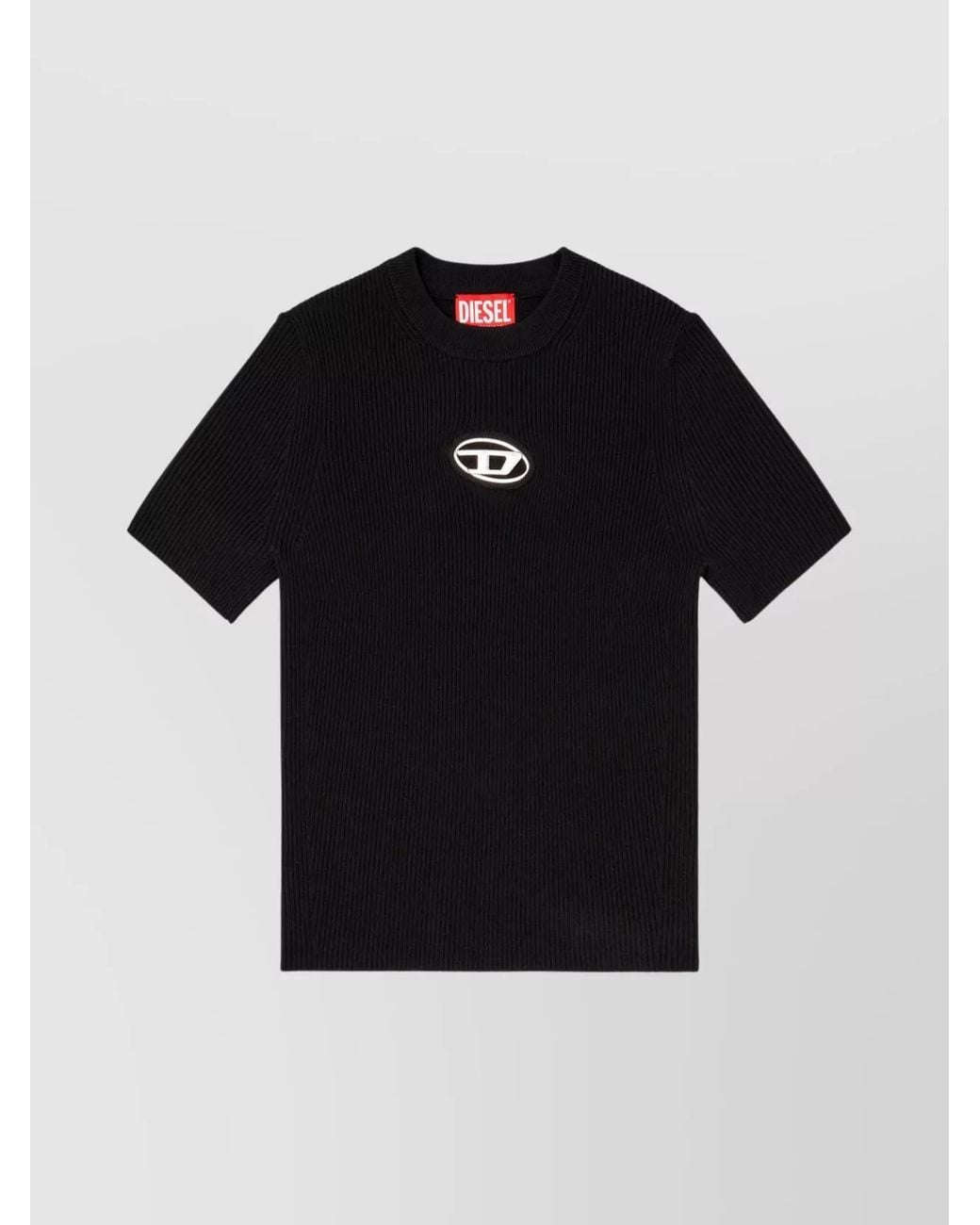 DIESEL Black Ribbed Cutout Slim-Fit Short-Sleeve Knitted Top