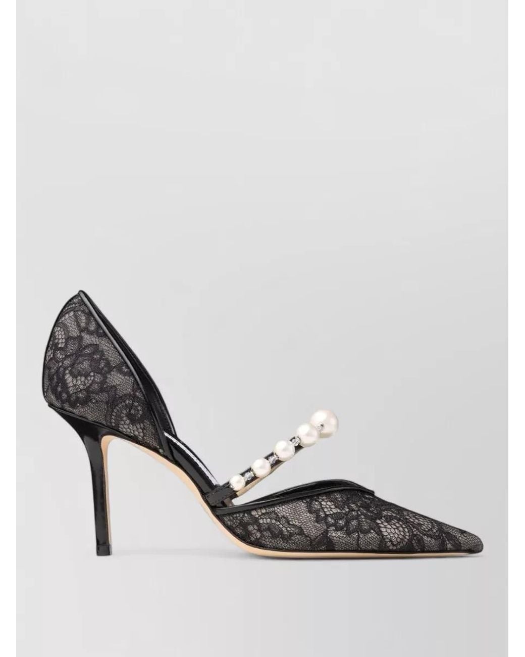 Jimmy Choo Black Lace Pearl Embellished Pumps