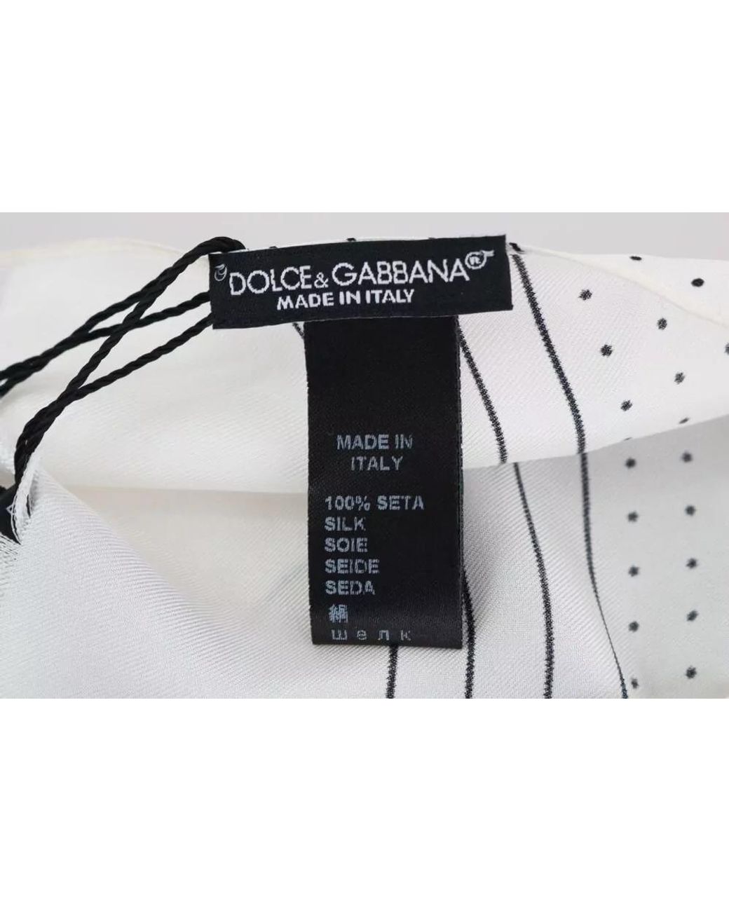 Dolce & Gabbana White Silk Polka-Dot Skinny Scarf for men