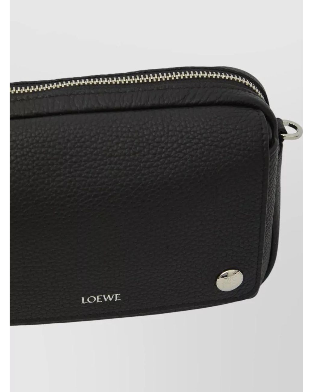 Loewe Black Calfskin Pebble Messenger Bag for men