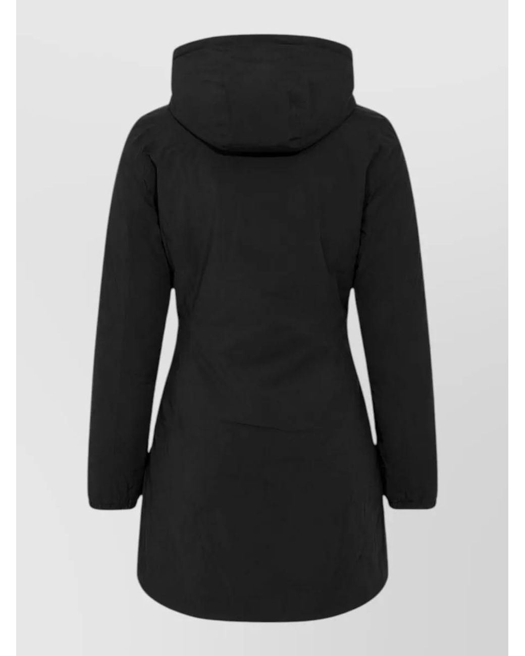 K-Way Black Hooded Longline Parka Coat