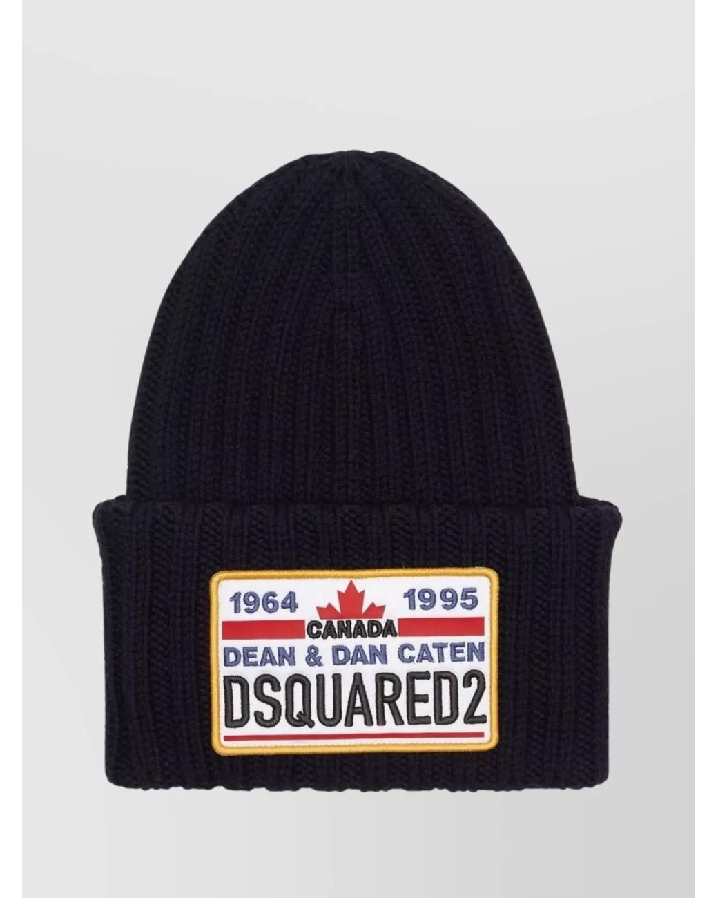 DSquared² Blue Chunky Ribbed Wool Beanie for men