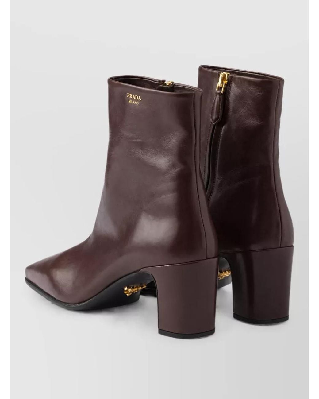 Prada Brown Leather Ankle Boots