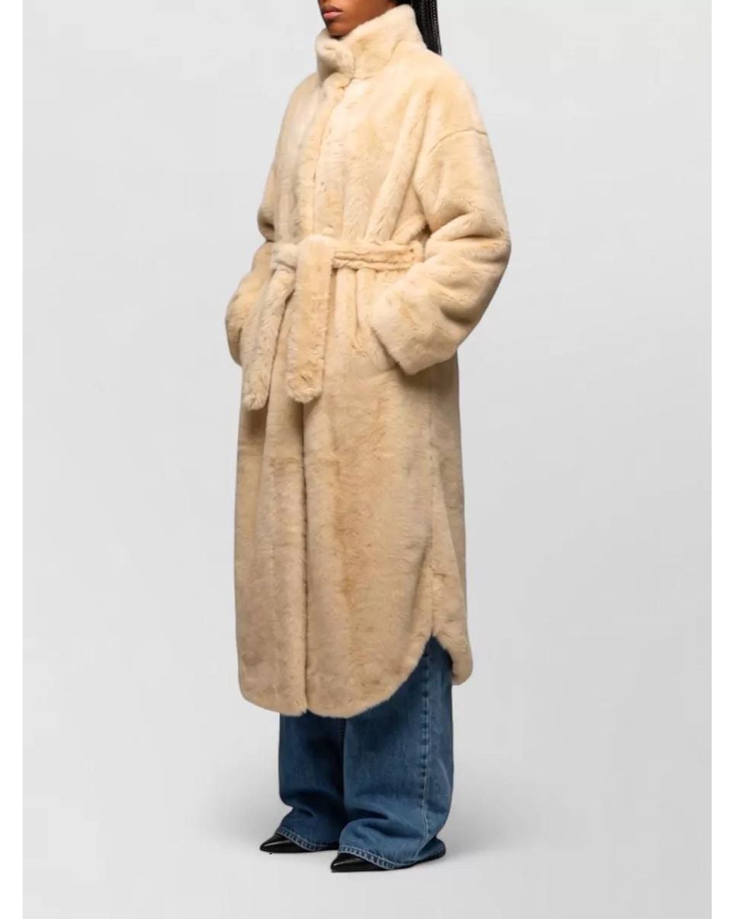 Frankie Shop Blue Ravello Faux Fur Robe Coat