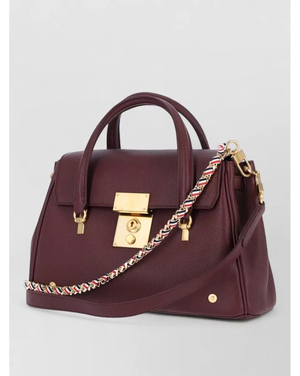 Thom Browne Purple Leather Tote Bag