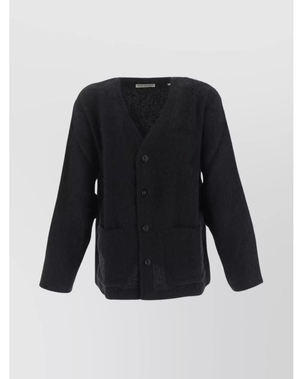 Our Legacy Black V Neck Long Sleeve Knit Cardigan for men
