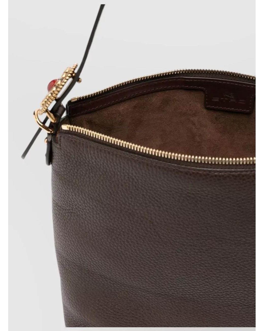 Etro Gray Medium Leather Tote Bag