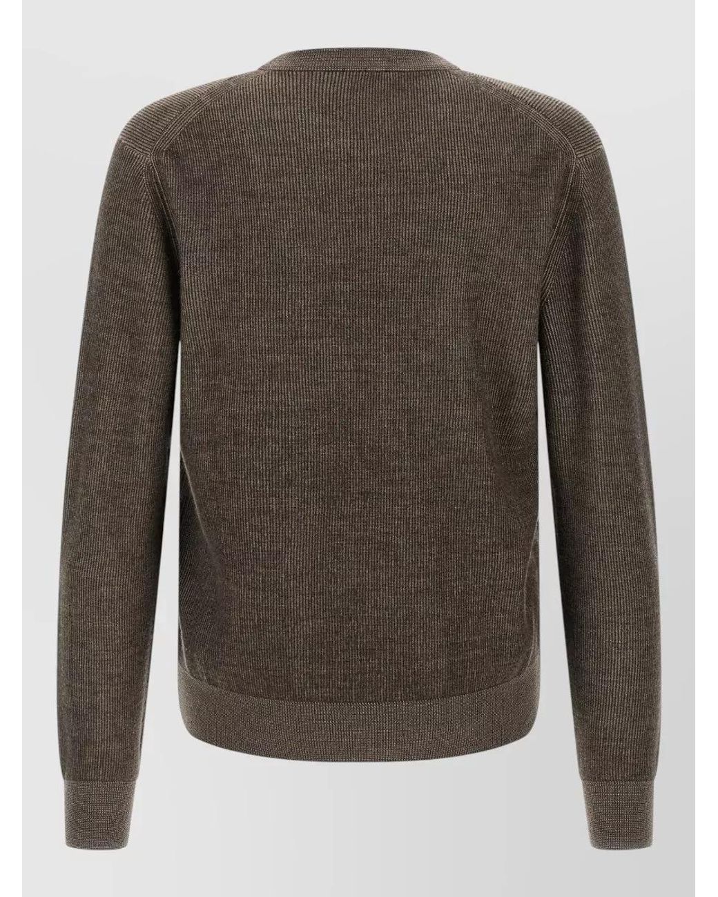 Brioni Brown Cashmere Wool Ribbed Crew Neck Sweater for men