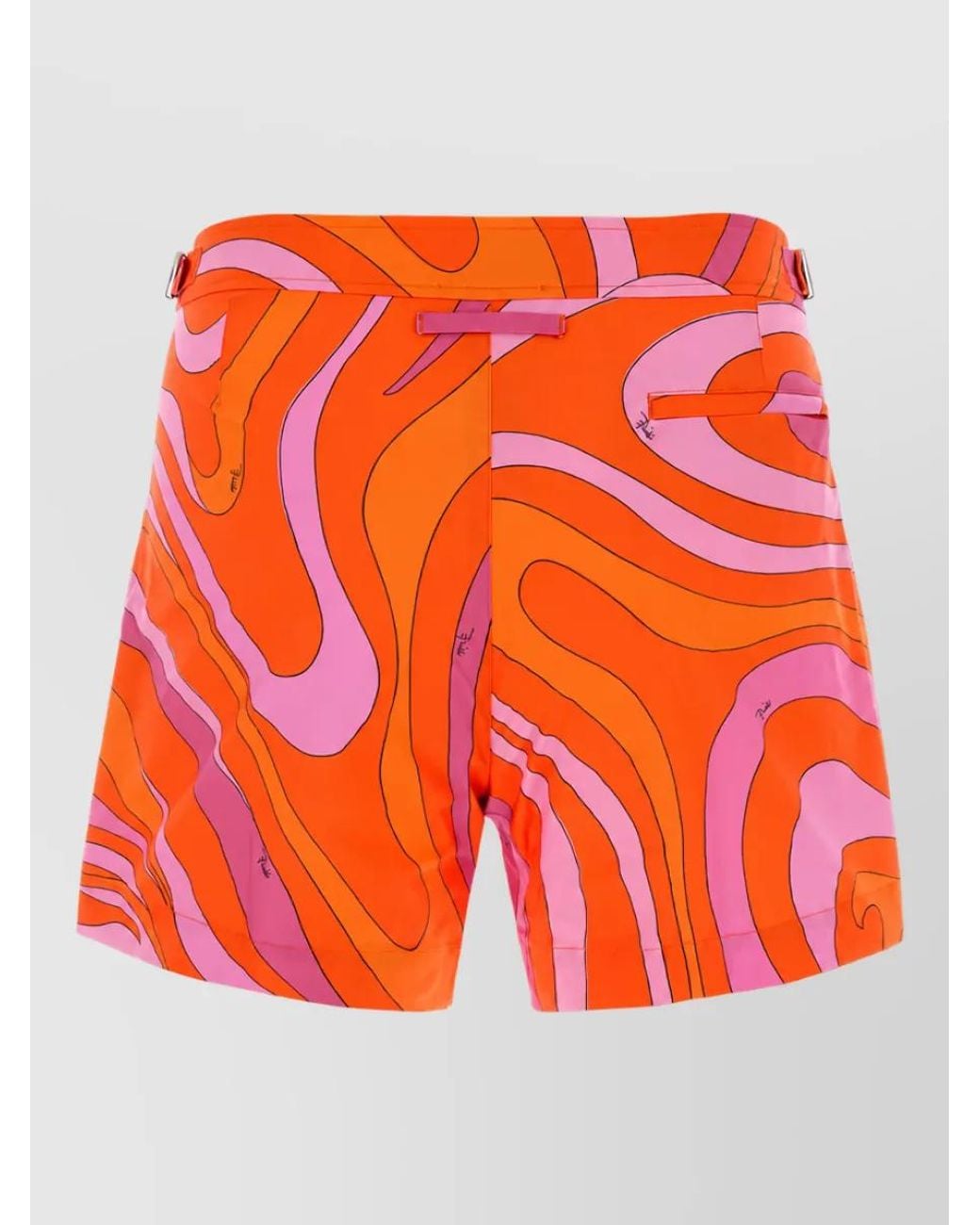 Emilio Pucci Orange Printed Swim Shorts for men