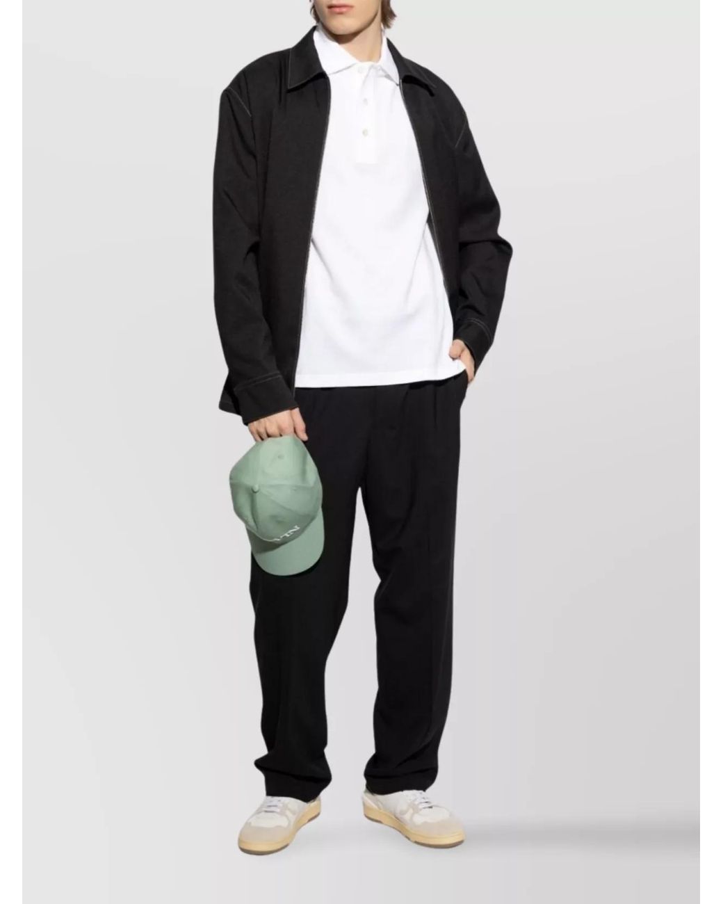 Lanvin White Cotton Piqué Polo Shirt for men
