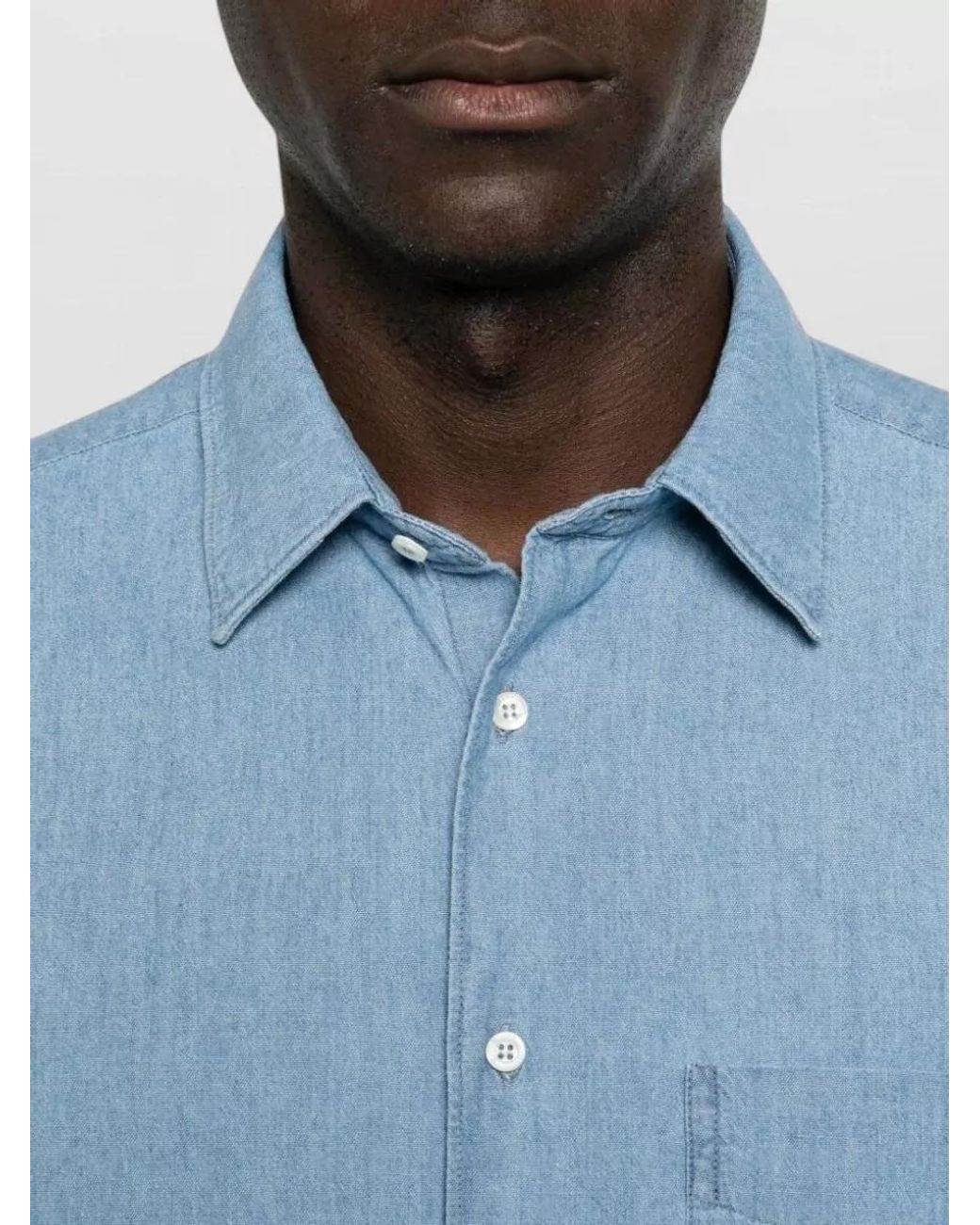 Aspesi Blue Denim Shirt for men