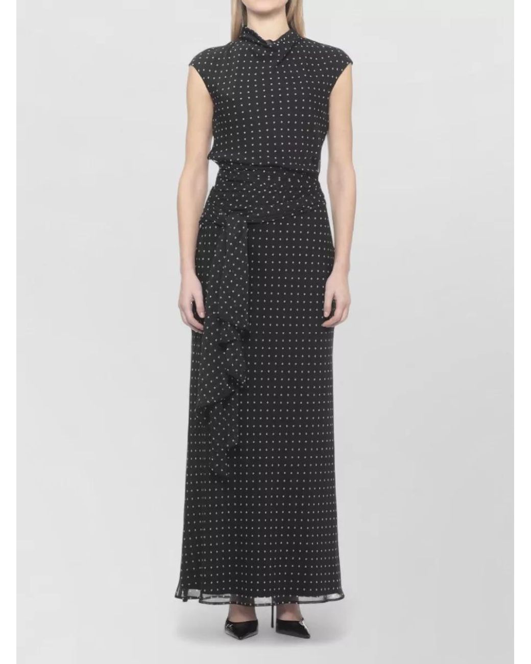 ROTATE BIRGER CHRISTENSEN Black Floral-Print Sleeveless High-Neck Maxi Dress