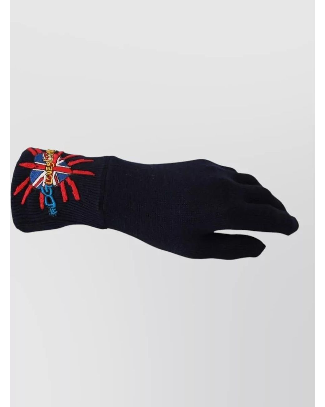 Dolce & Gabbana Blue Embroidered Wool Gloves for men