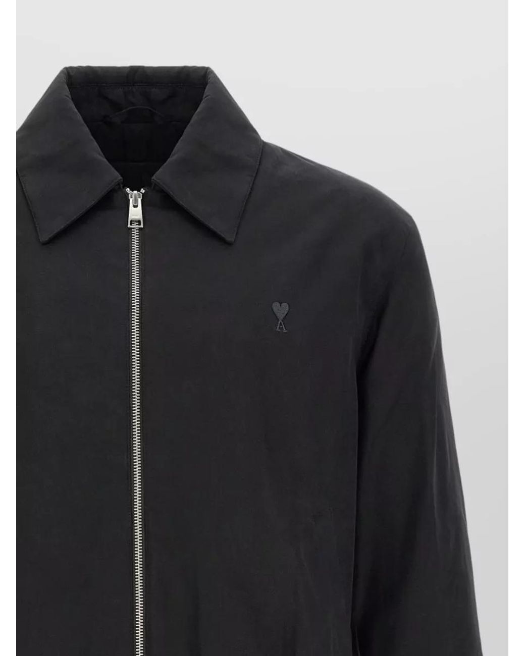 AMI Black Cotton Zip Jacket for men
