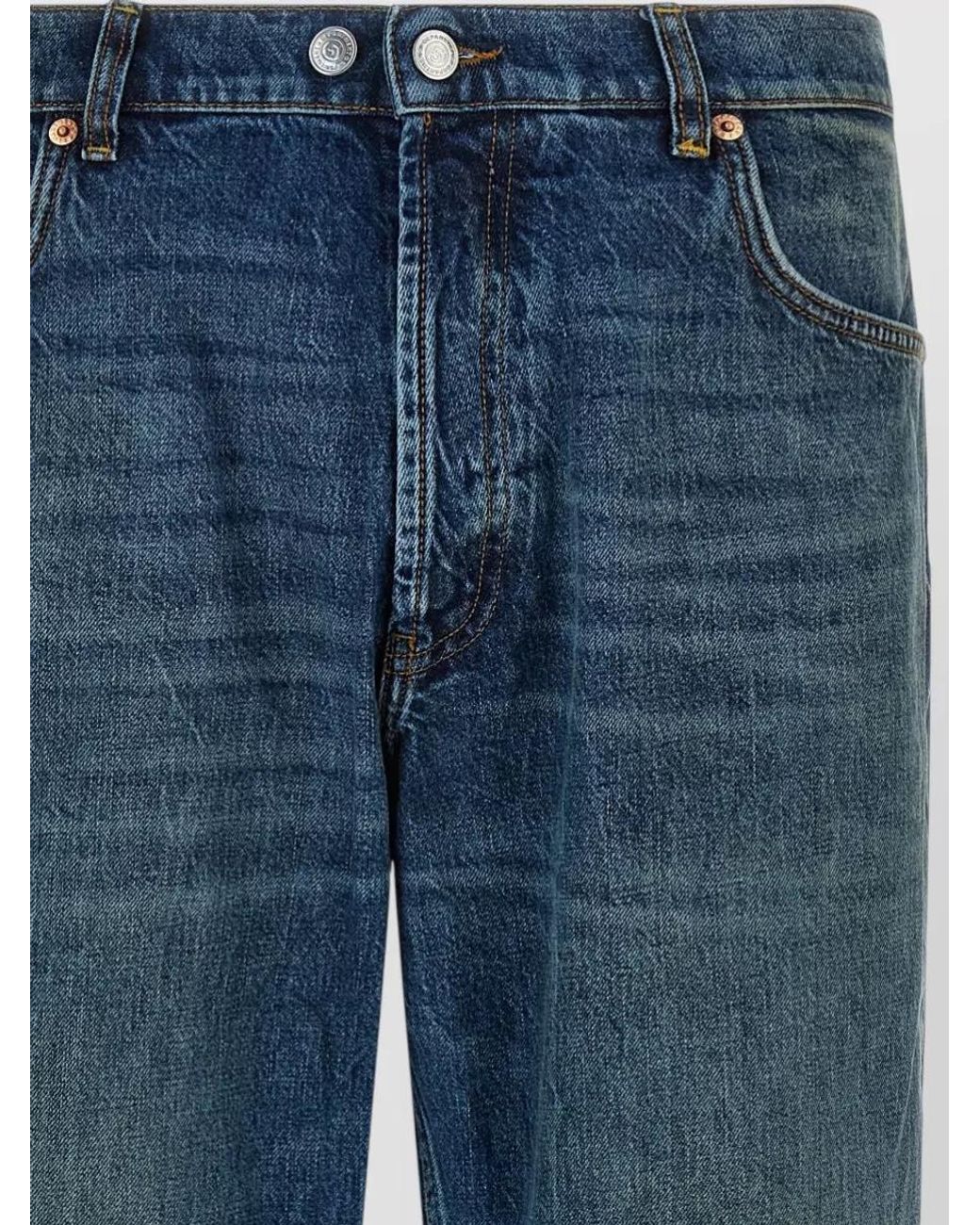 Department 5 Blue Denim Cropped Wide-Leg Straight-Leg Jeans for men