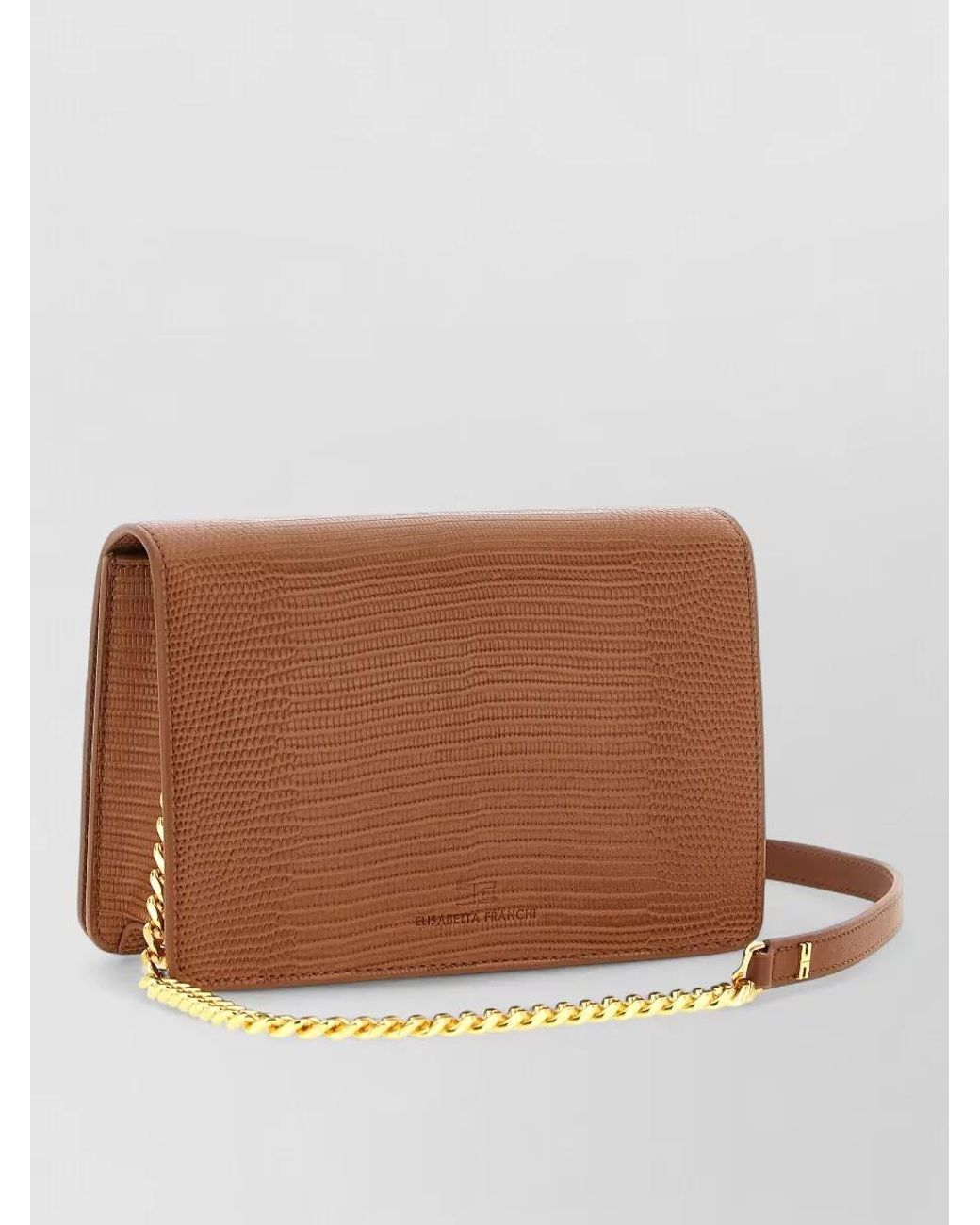 Elisabetta Franchi Brown Lizard Effect Cross-Body Bag