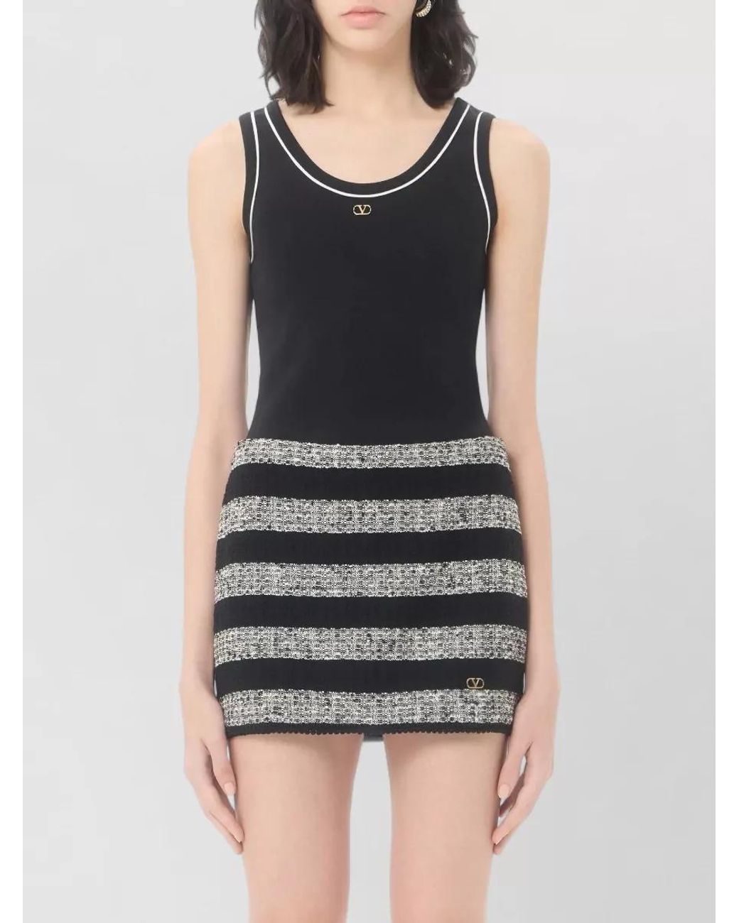 Valentino Black Cotton Jersey Tank Top