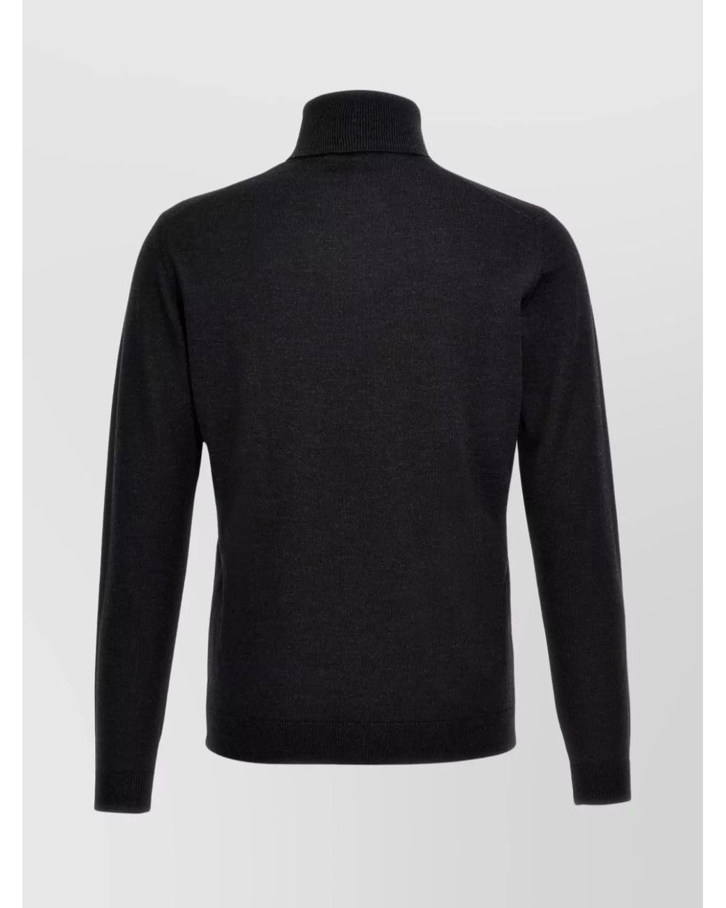 Roberto Collina Black Merino Turtleneck Sweater With Ribbed Cuffs And Hem for men