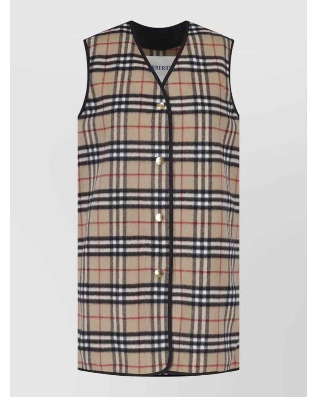 Burberry Gray Checked Wool Cashmere Cape