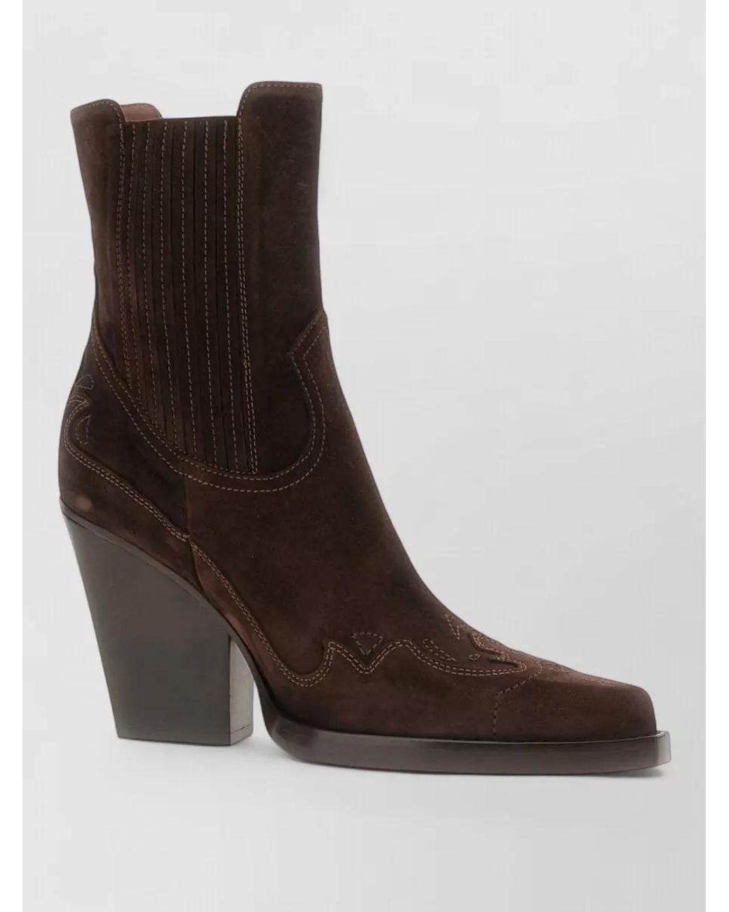 Paris Texas Brown Suede Embroidered Ankle Boots