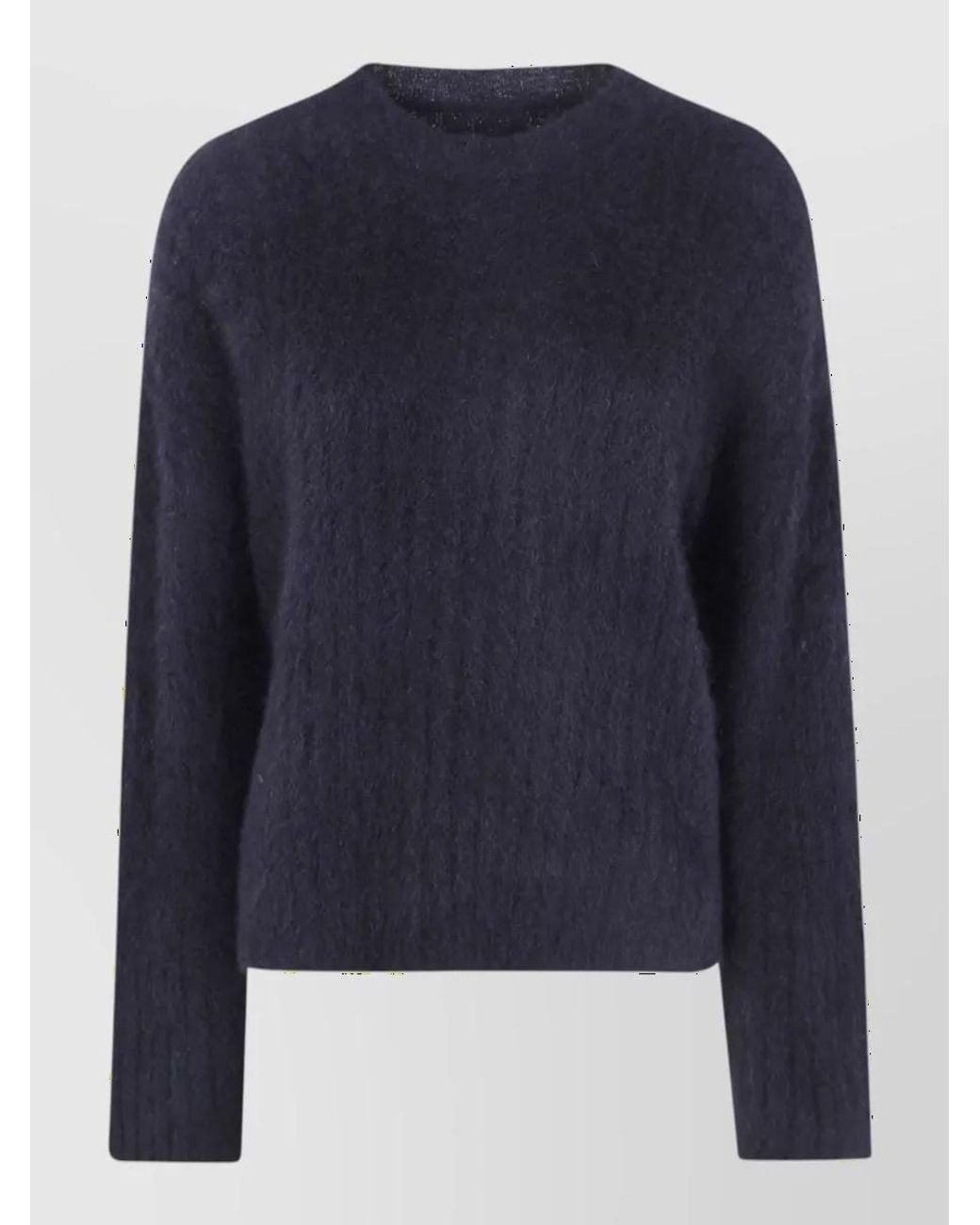 Uma Wang Blue Fluffy Wool Crewneck Sweatshirt