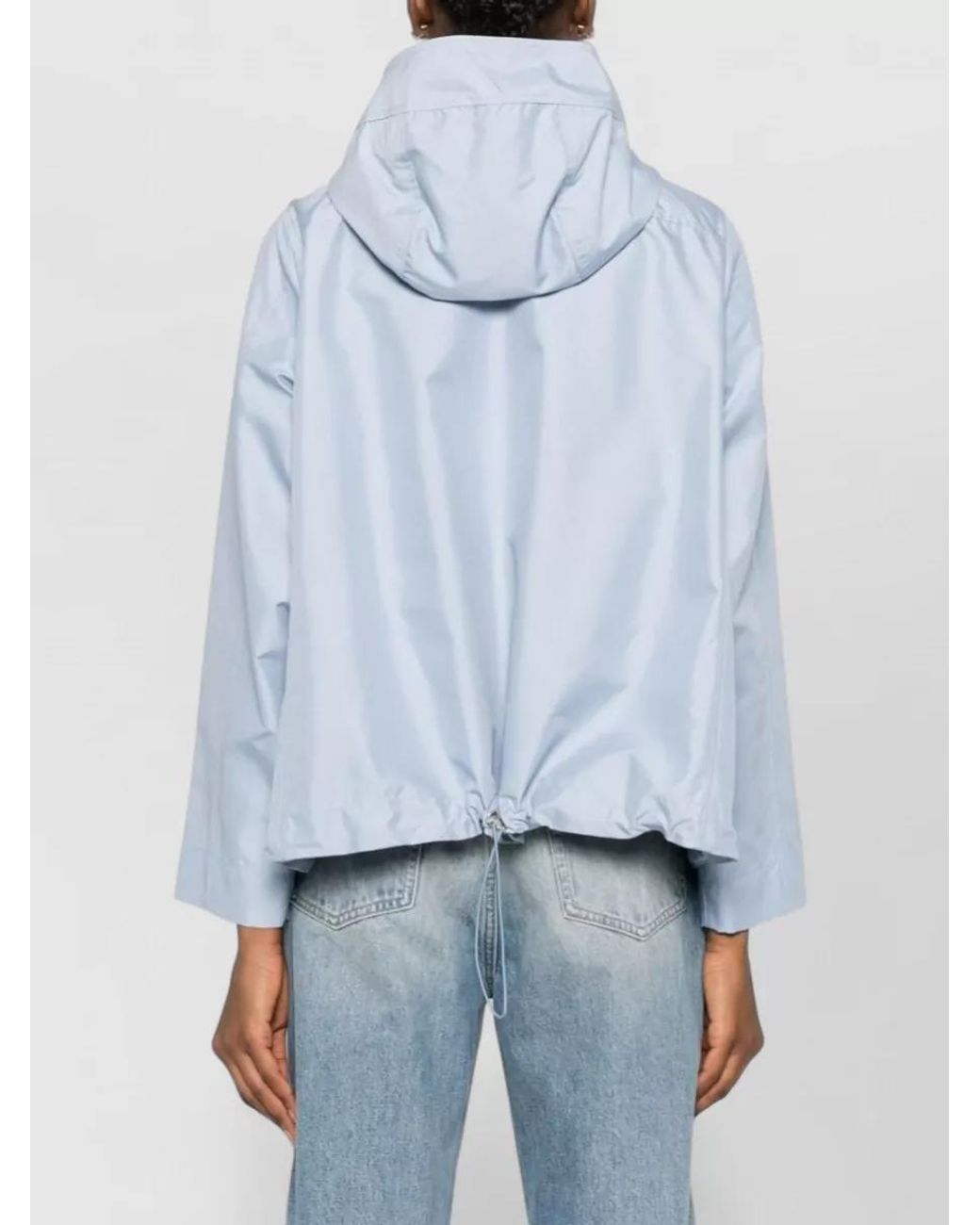 Fay Blue Hooded Parka Coat Drawstring Hem Pockets