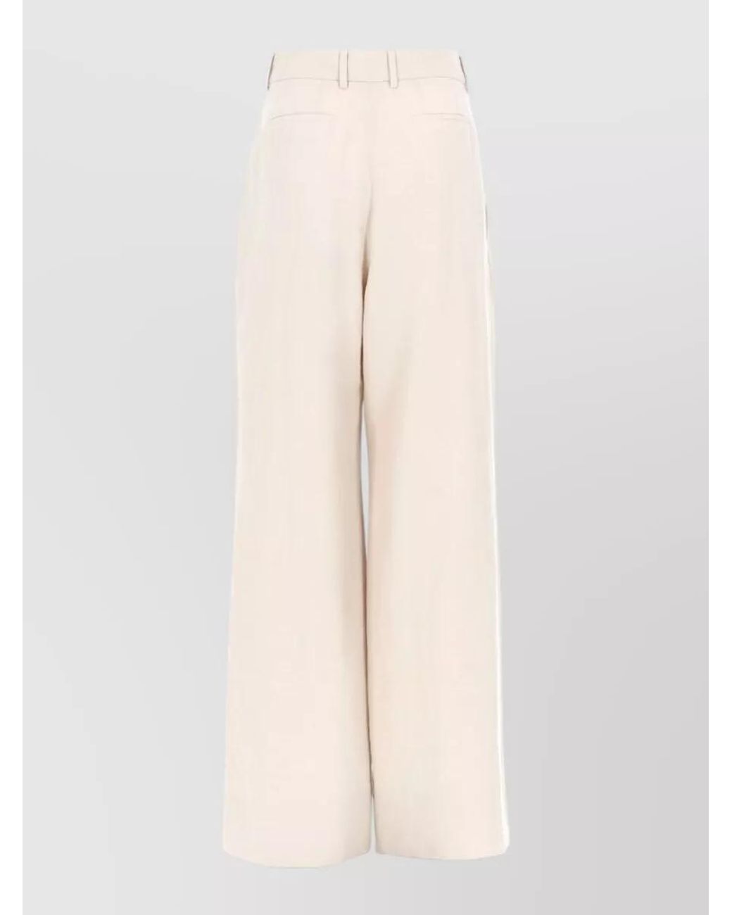 PT Torino Natural Linen Wide-Leg Pleated Trousers