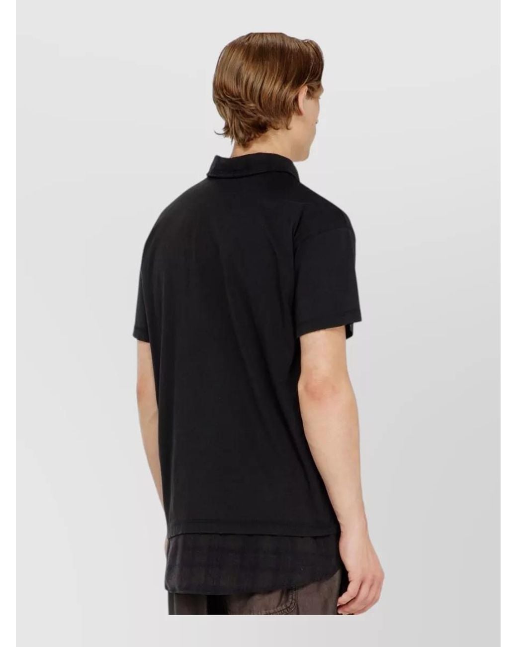 DIESEL Black Jersey Polo Shirt Regular Fit Check Flannel for men