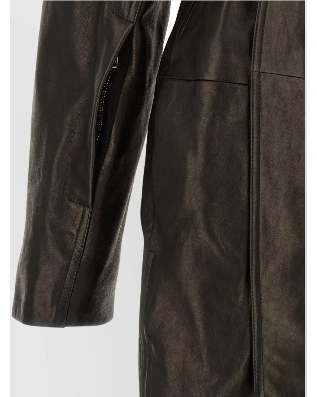 Rick Owens Black Lamb Leather Belted Coat
