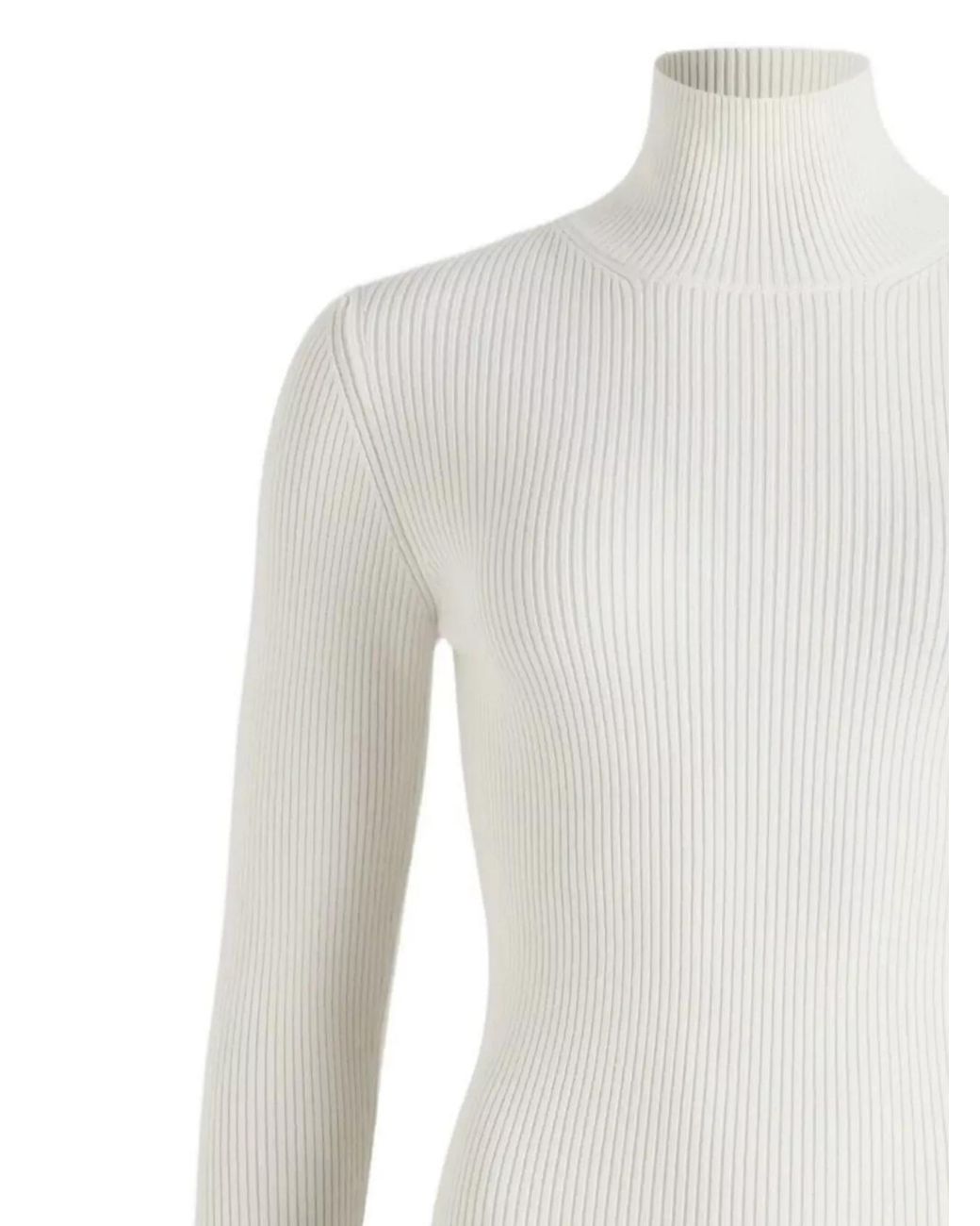 Patou White Ribbed Turtleneck Jumper