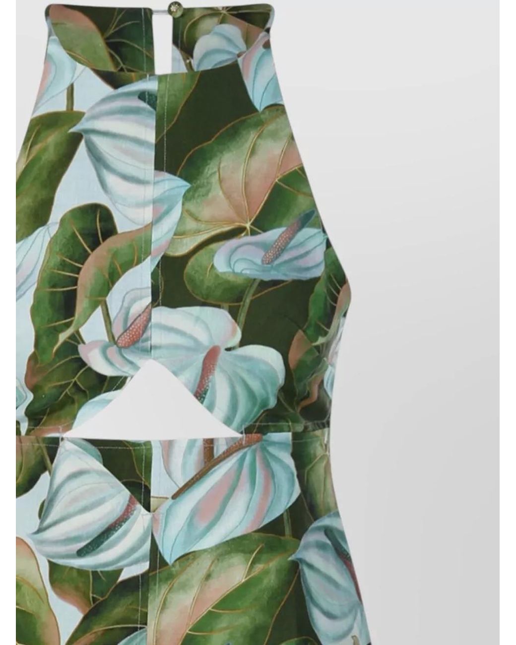 Farm Rio Green Linen Diamond Cutout Midi Dress