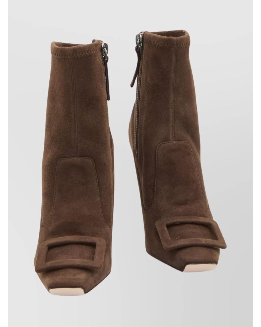 Roger Vivier Brown Suede Leather Ankle Boots